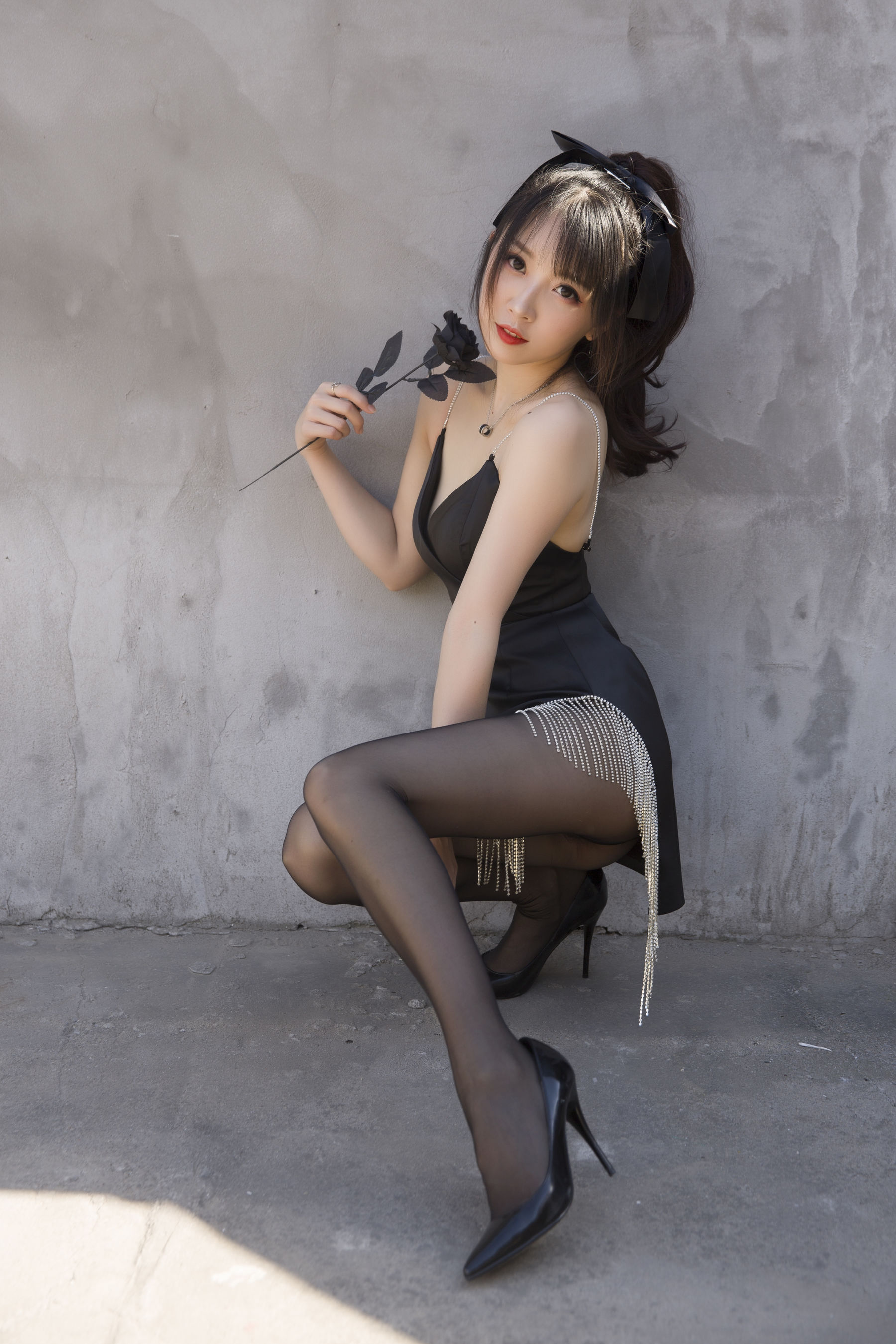 [COS福利] 斗鱼主播小女巫露娜 - 黑色流苏第8张