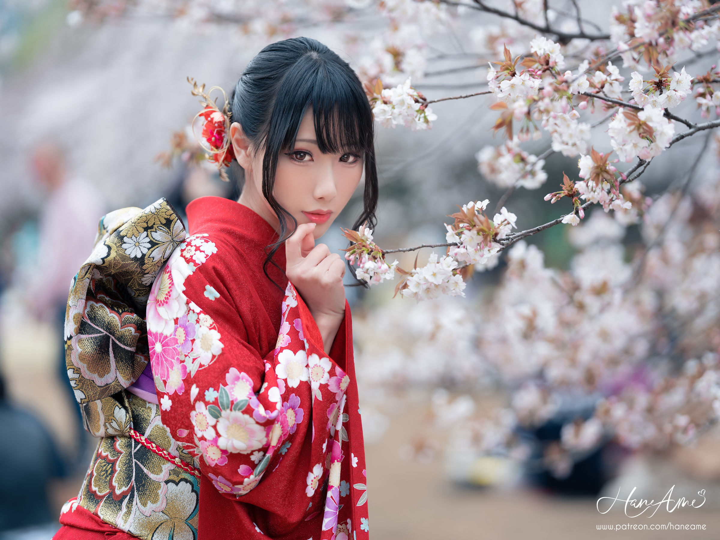 [COS福利] Hane Ame 雨波 - 赤紅和服第12张