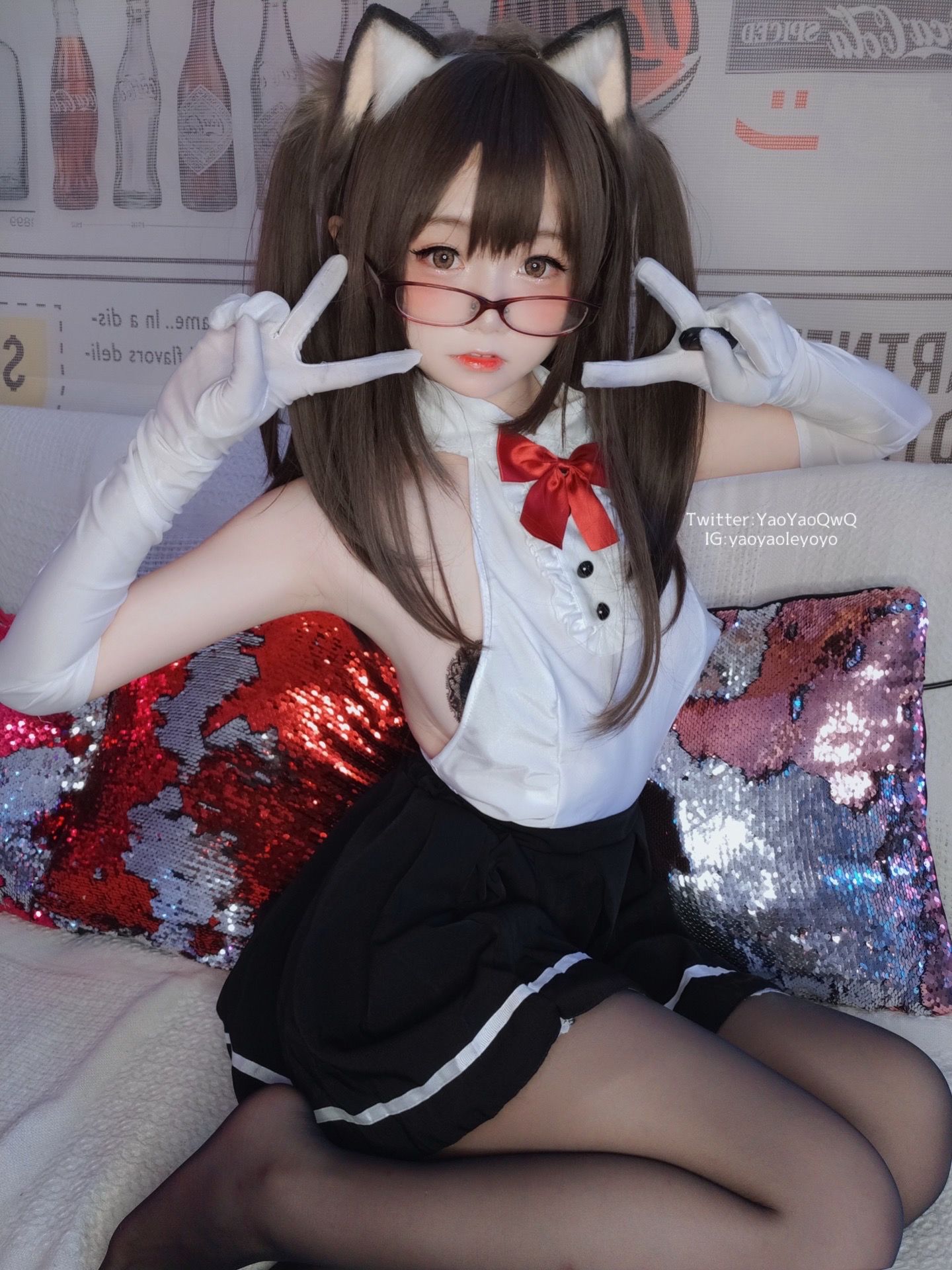 [网红COS] 萌妹子Coser摇摇乐yoyo - 黑色紧身衣第21张