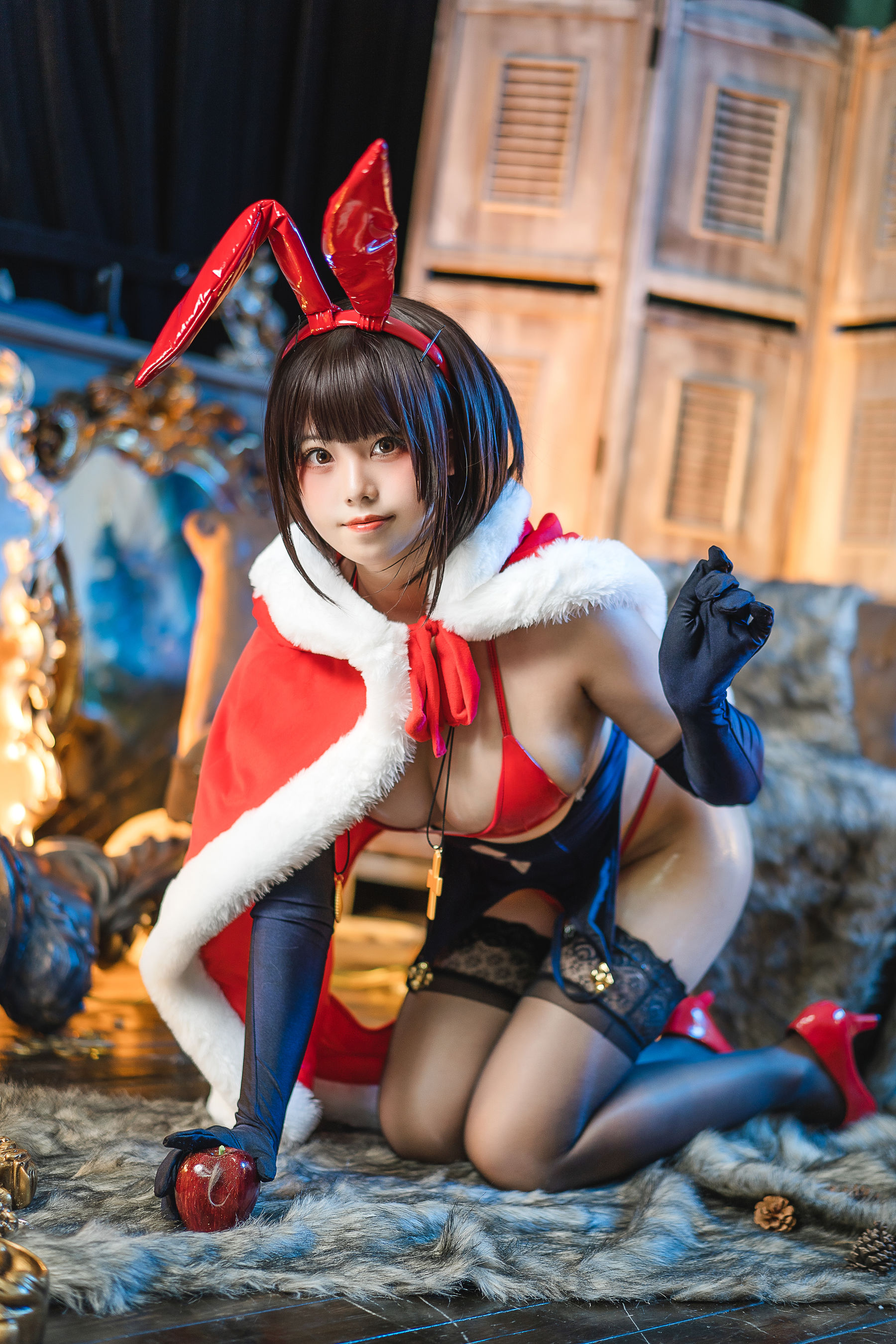 [网红COS] 萌系小姐姐蜜汁猫裘 - 魔太郎圣诞第6张