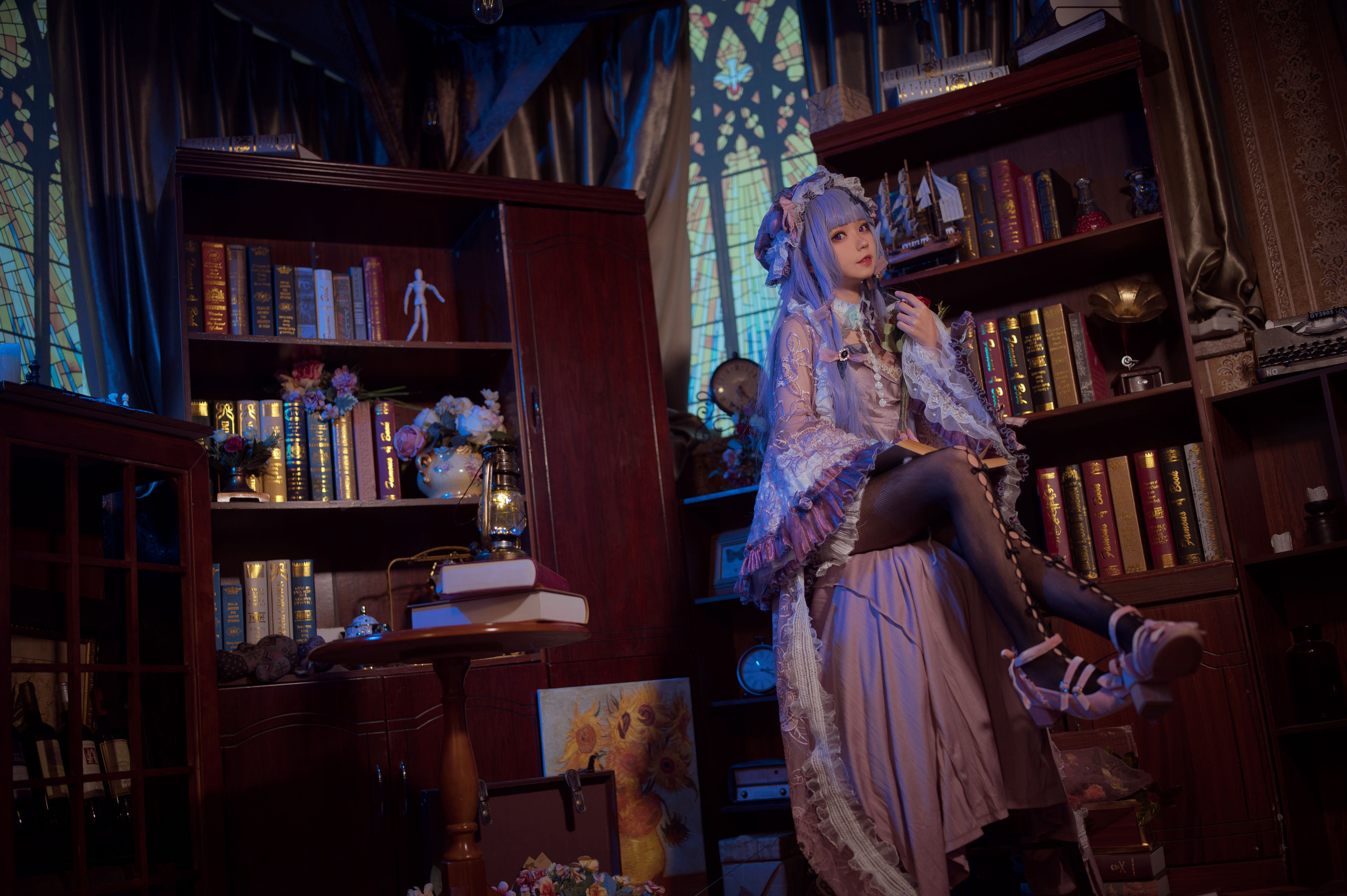 [网红COS] 花柒Hana - 帕秋莉睡衣第3张