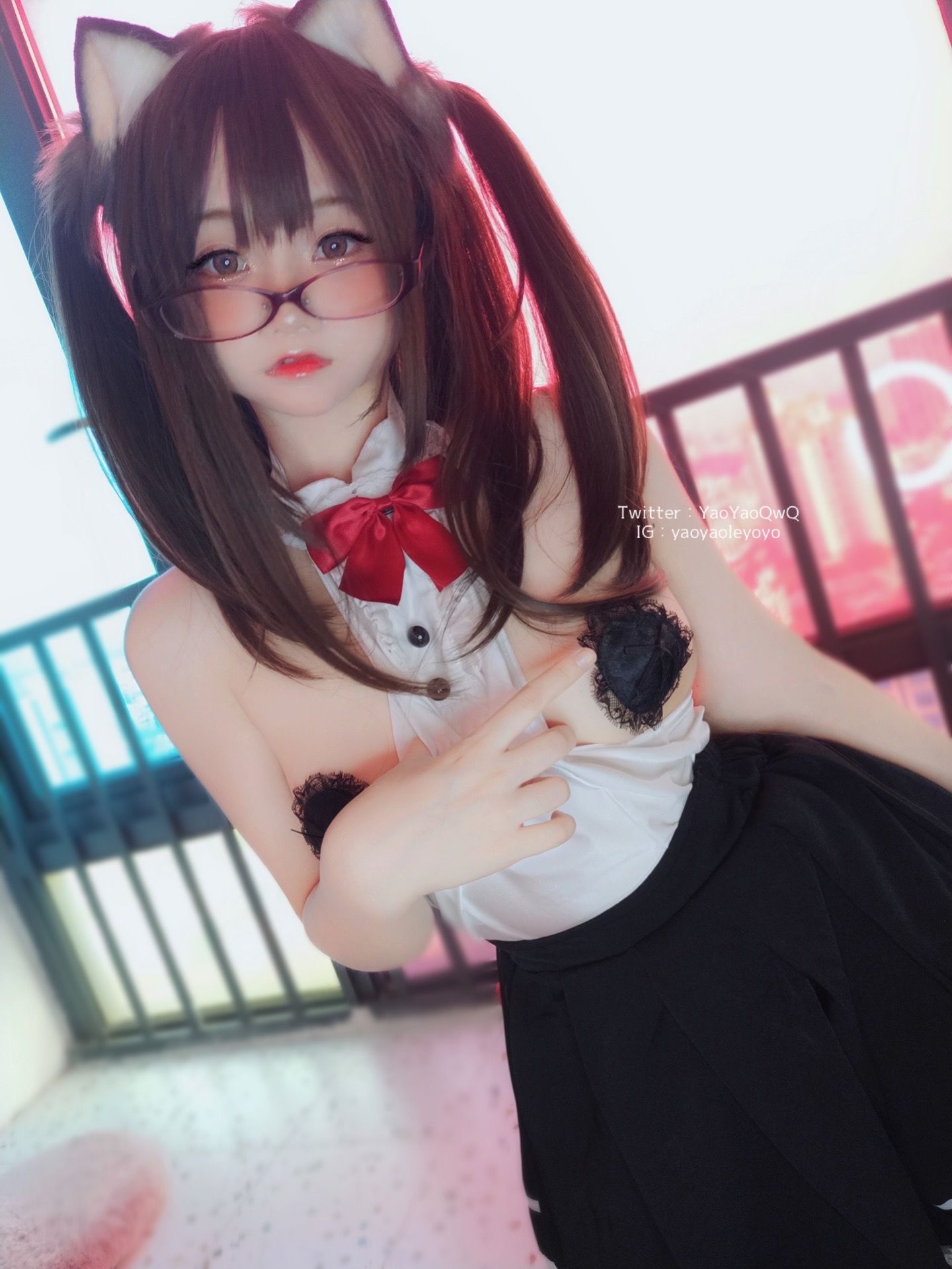 [网红COS] 萌妹子Coser摇摇乐yoyo - 黑色紧身衣第29张