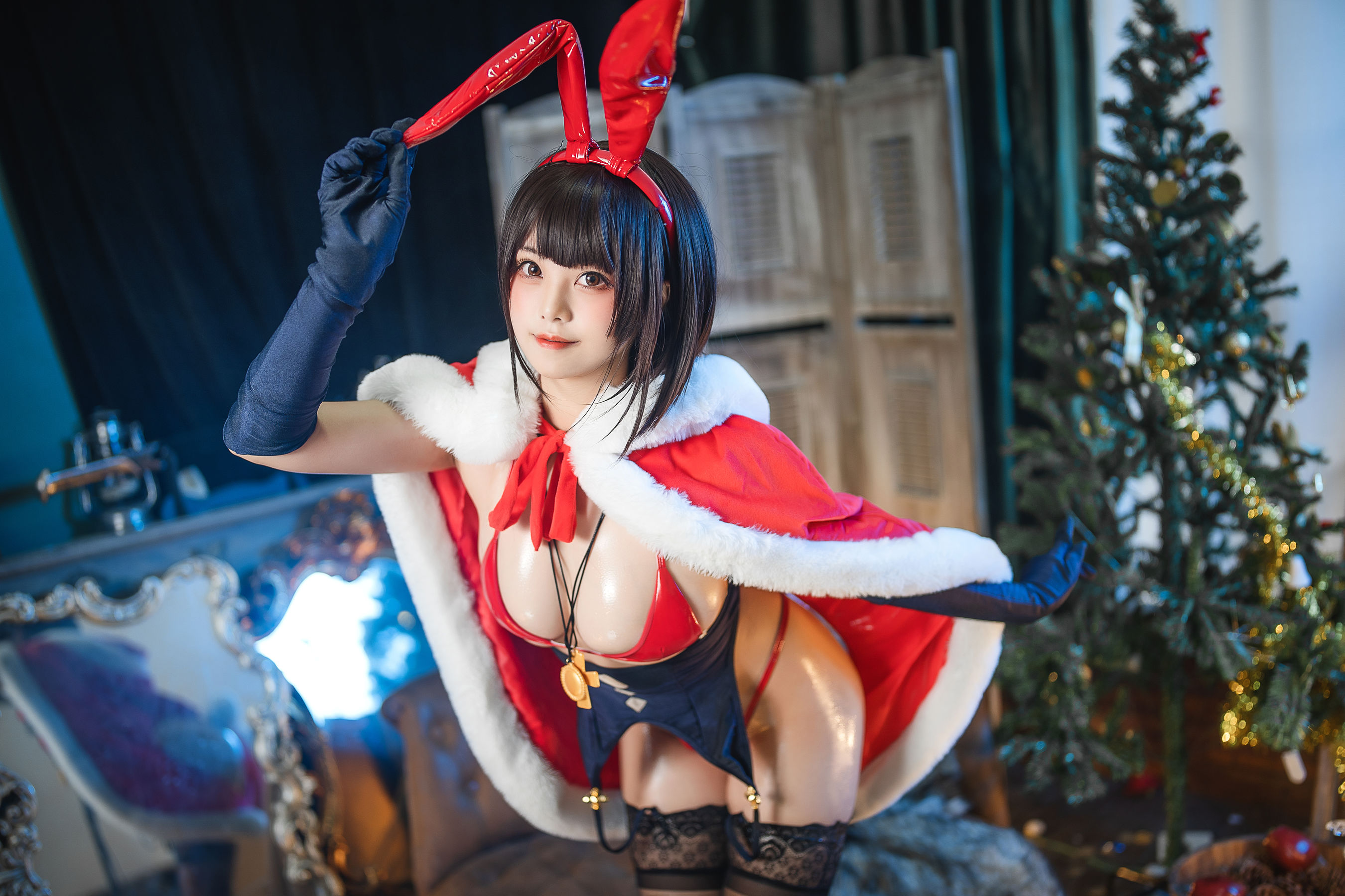 [网红COS] 萌系小姐姐蜜汁猫裘 - 魔太郎圣诞第18张