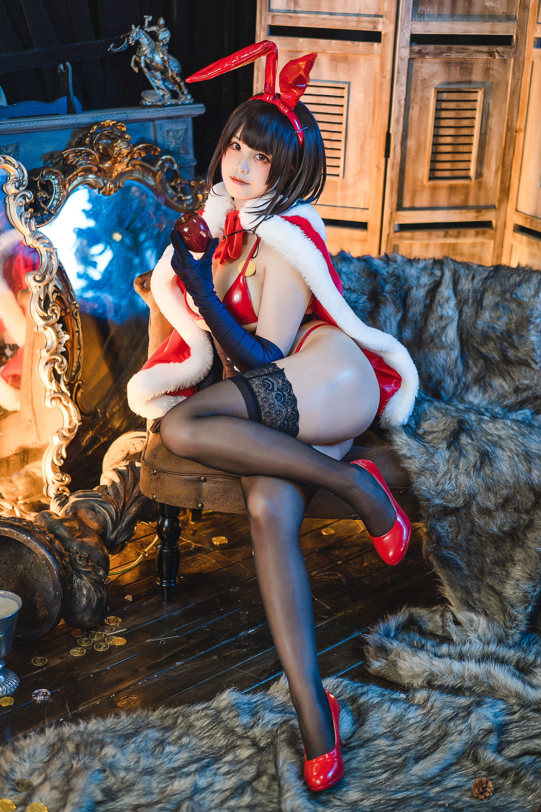[网红COS] 萌系小姐姐蜜汁猫裘 - 魔太郎圣诞第7张