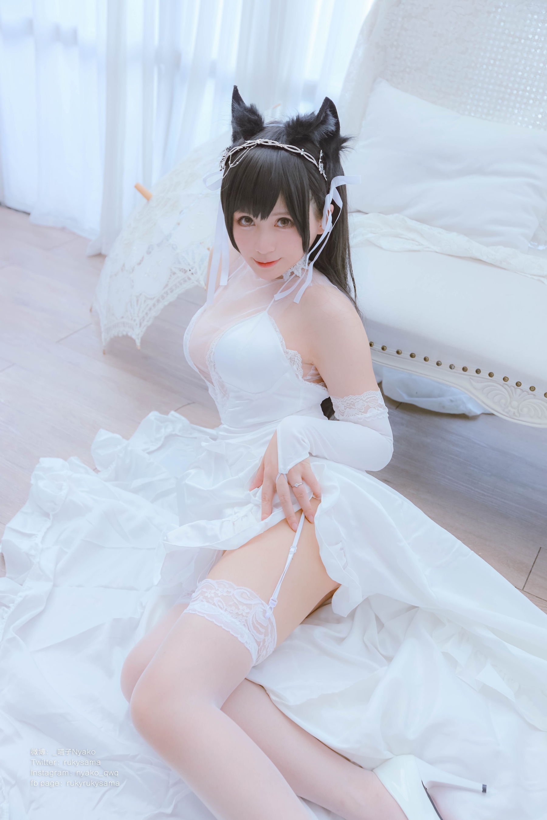 [福利COS] 萌妹子Nyako喵子 - 爱宕婚纱第9张