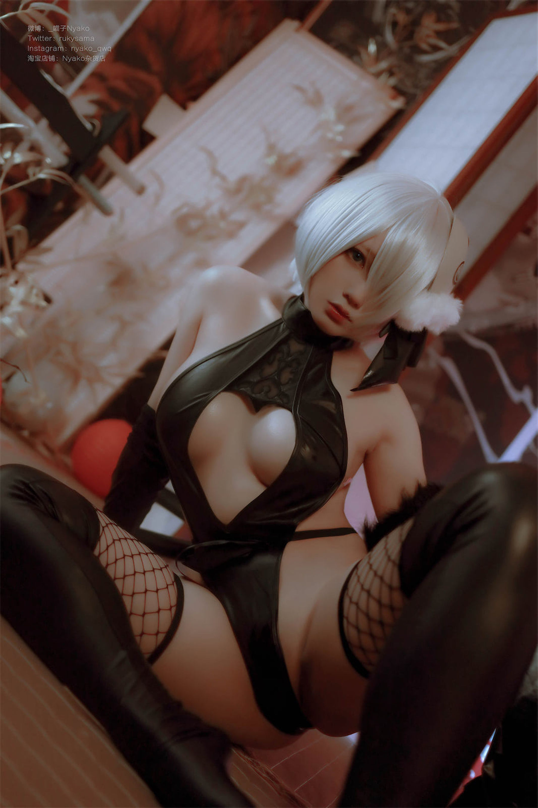 [福利COS] 萌妹子Nyako喵子 - 2B同人旗袍第9张