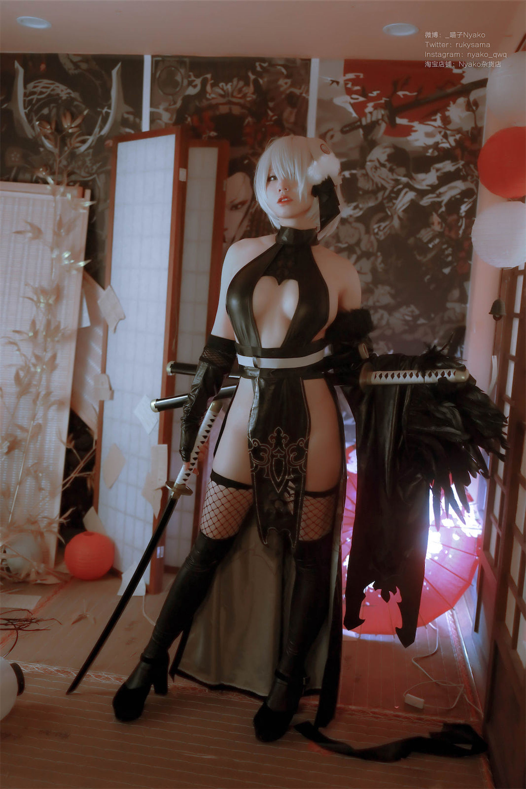 [福利COS] 萌妹子Nyako喵子 - 2B同人旗袍第12张