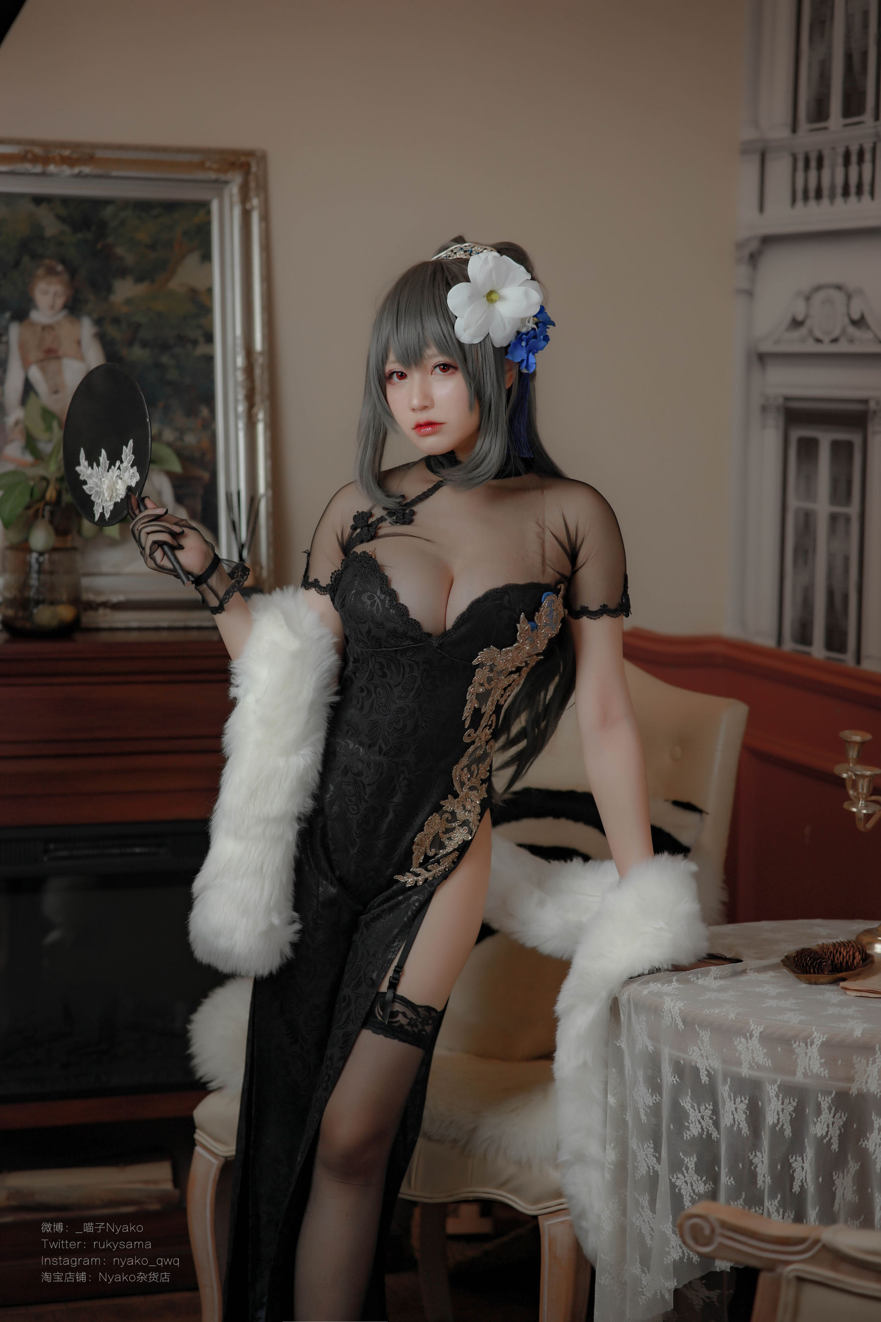 [福利COS] 萌妹子Nyako喵子 - 路易九世旗袍第4张