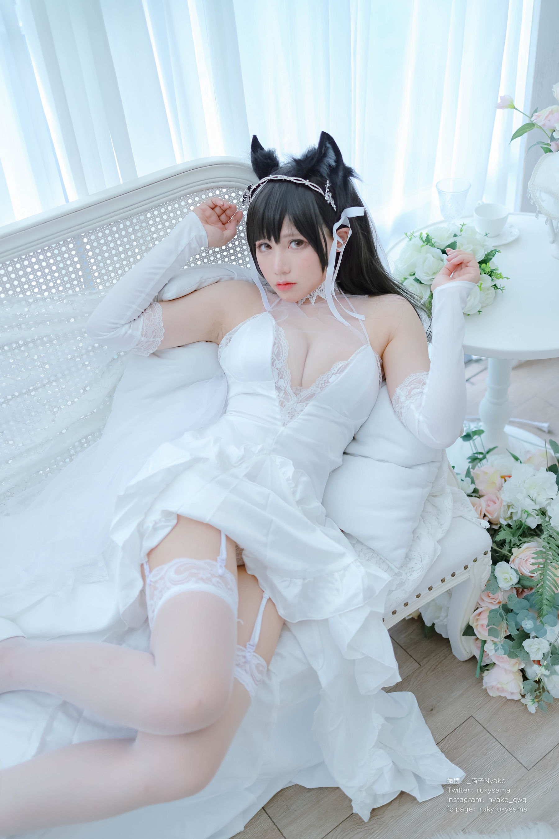 [福利COS] 萌妹子Nyako喵子 - 爱宕婚纱第17张