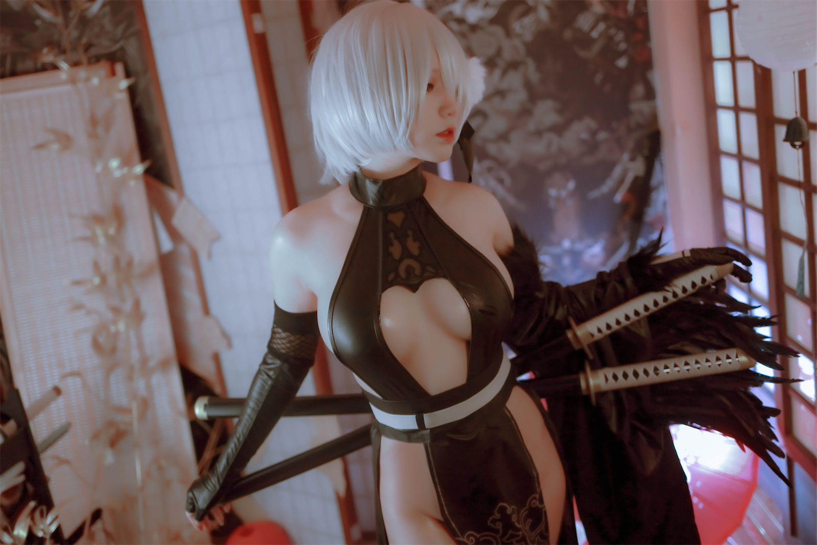 [福利COS] 萌妹子Nyako喵子 - 2B同人旗袍第16张