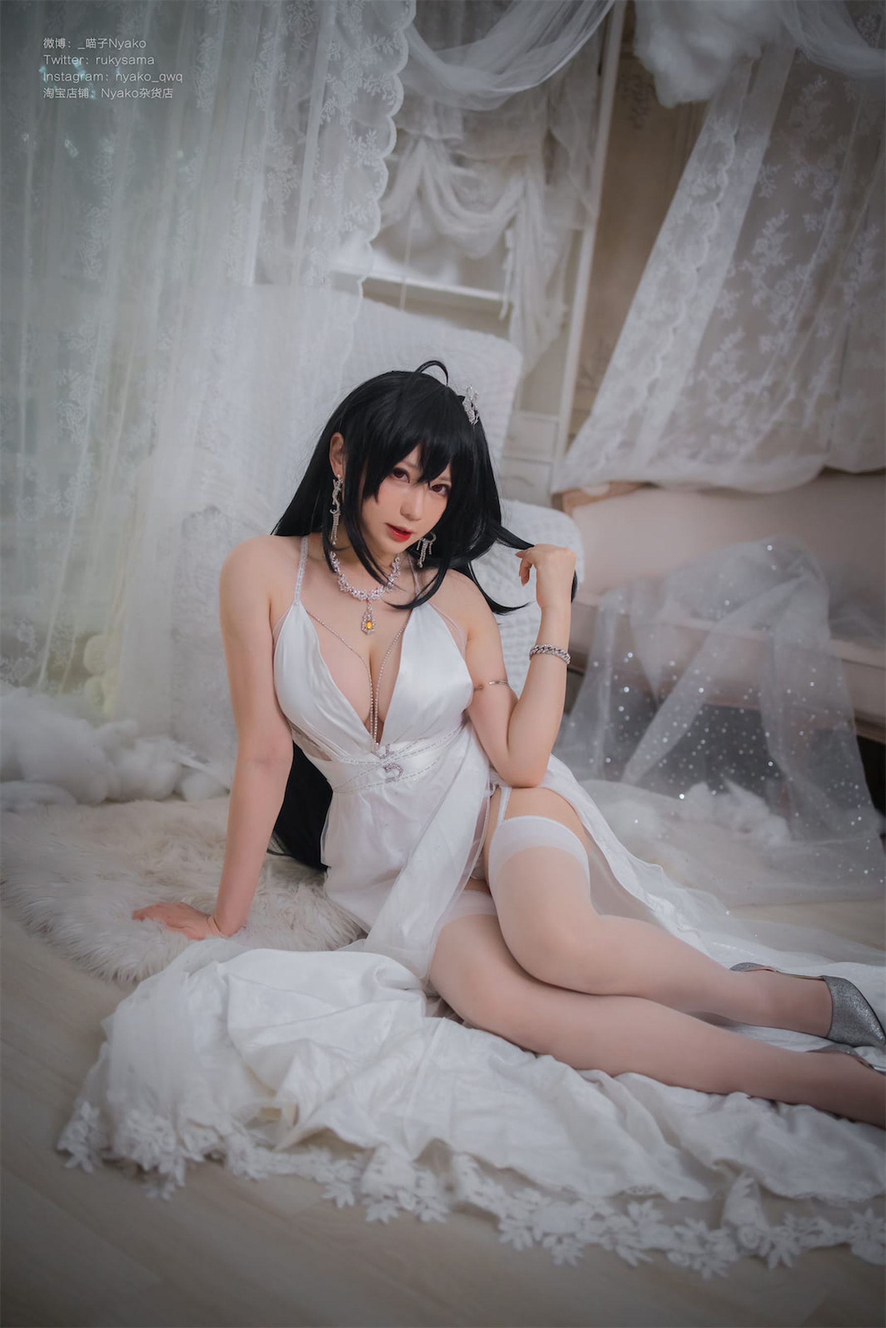 [福利COS] 萌妹子Nyako喵子 - 大凤纯白婚纱第5张