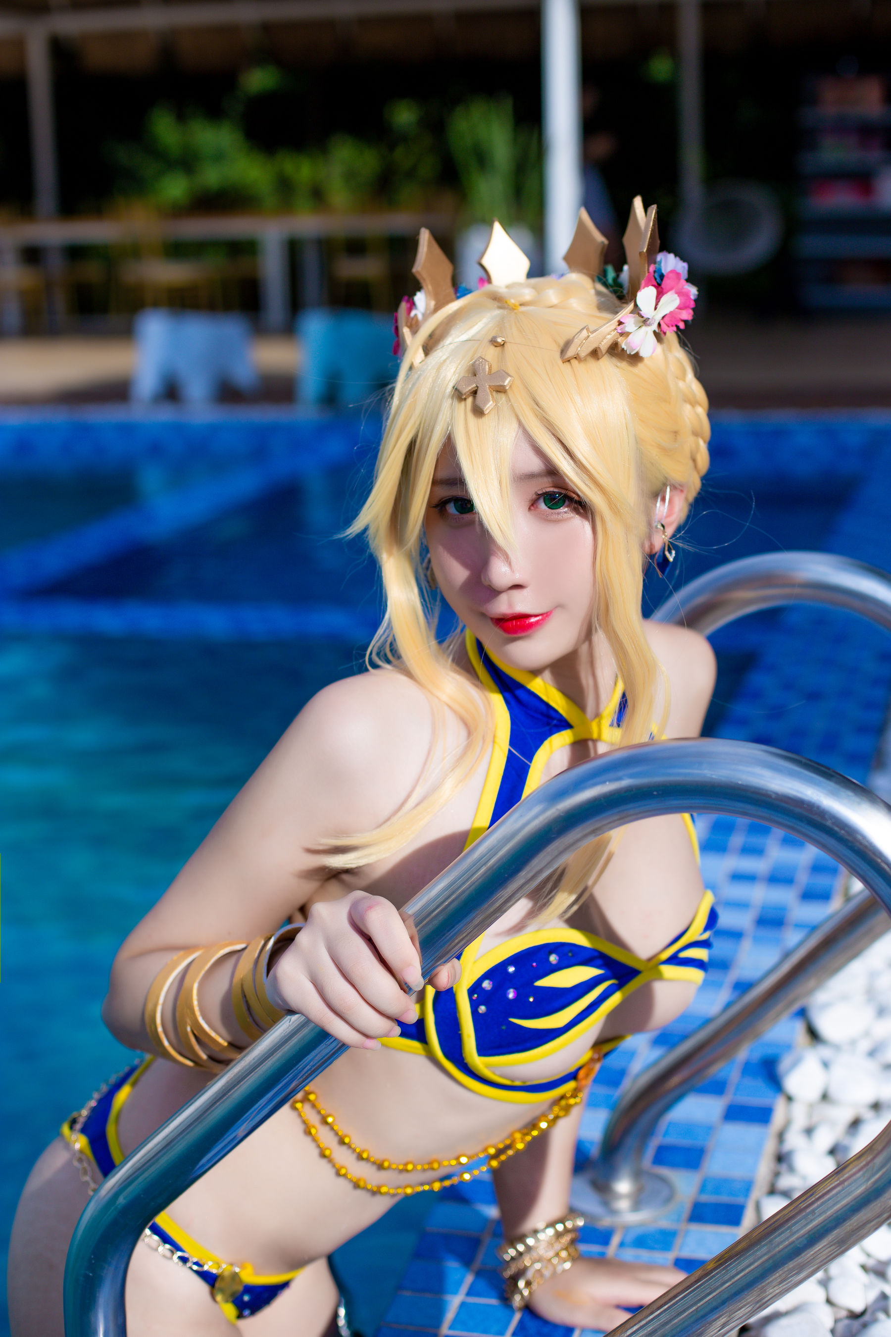 [福利COS] 动漫博主九曲Jean - 白枪呆同人泳装第7张