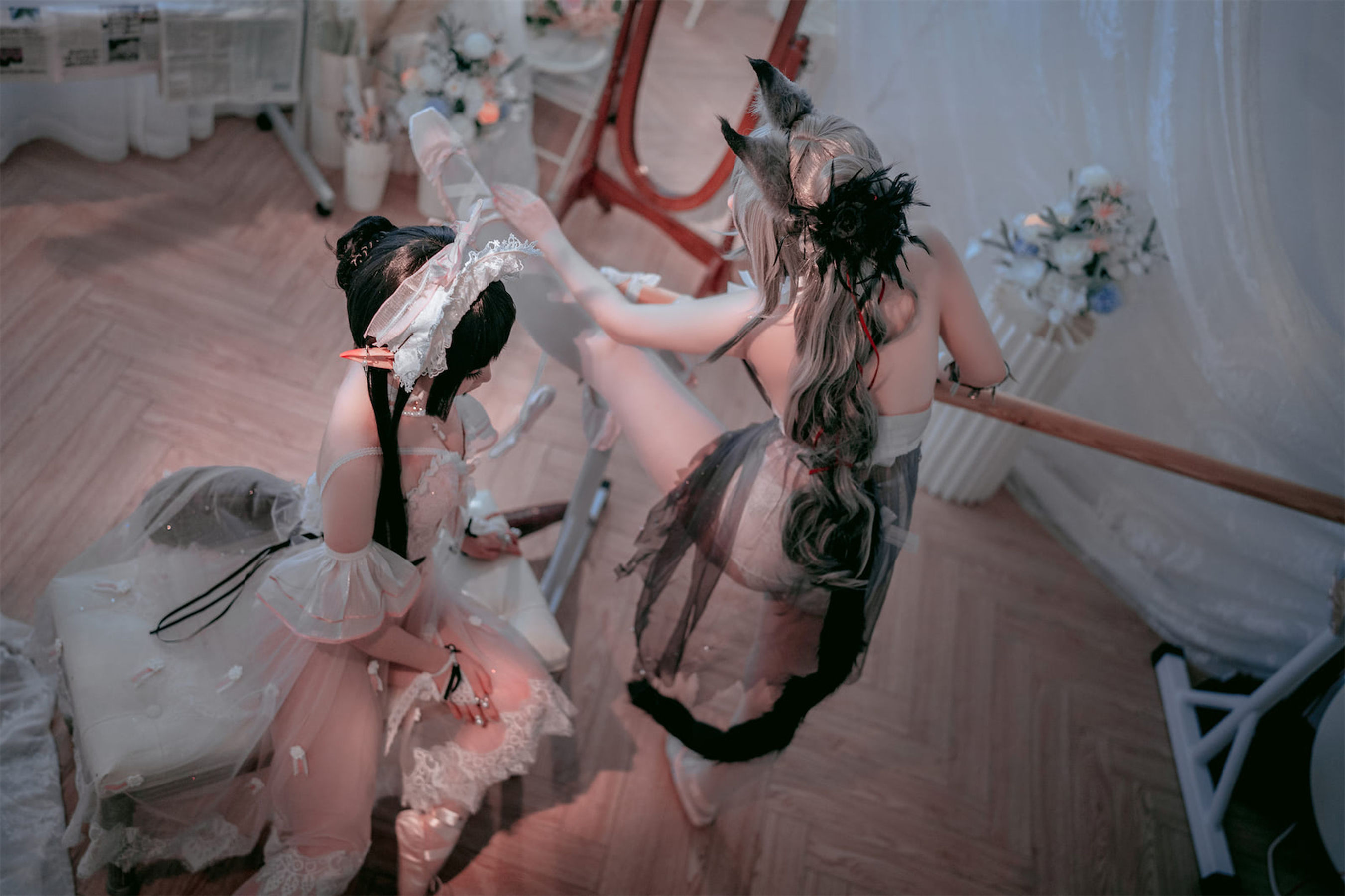 [福利COS] 可爱人气Coser面饼仙儿&amp;amp;半半子 - Arknights 黑x森蚺バレエ第18张