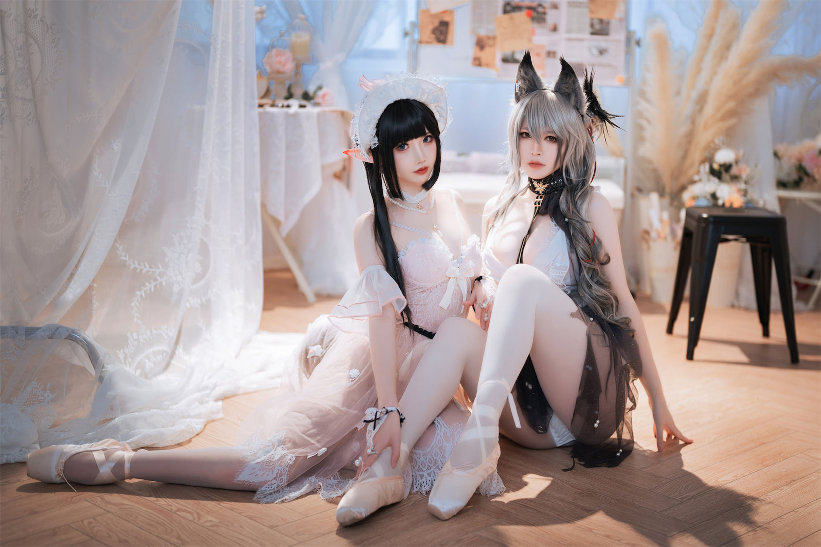 [福利COS] 可爱人气Coser面饼仙儿&amp;amp;半半子 - Arknights 黑x森蚺バレエ第20张