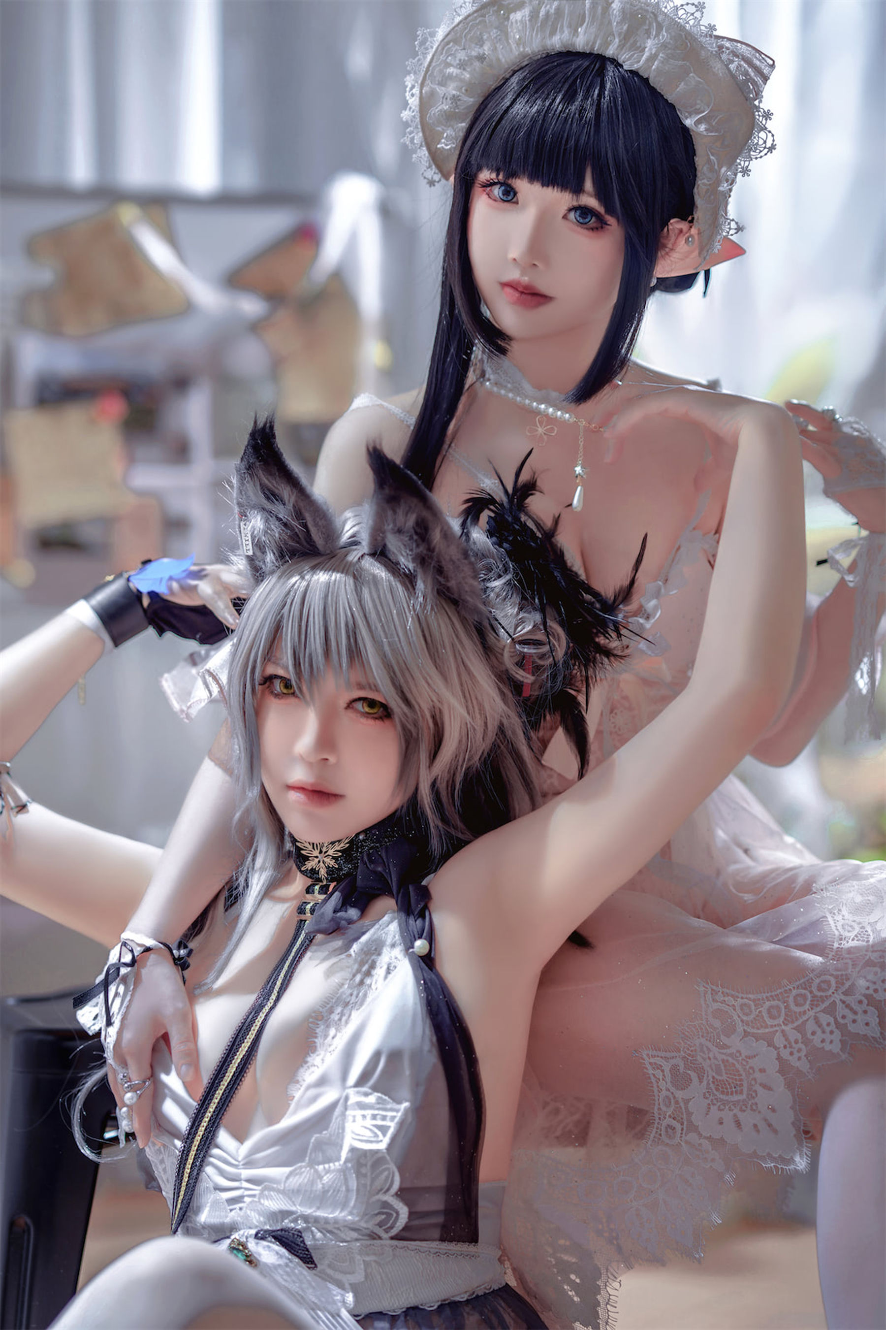 [福利COS] 可爱人气Coser面饼仙儿&amp;amp;半半子 - Arknights 黑x森蚺バレエ第10张