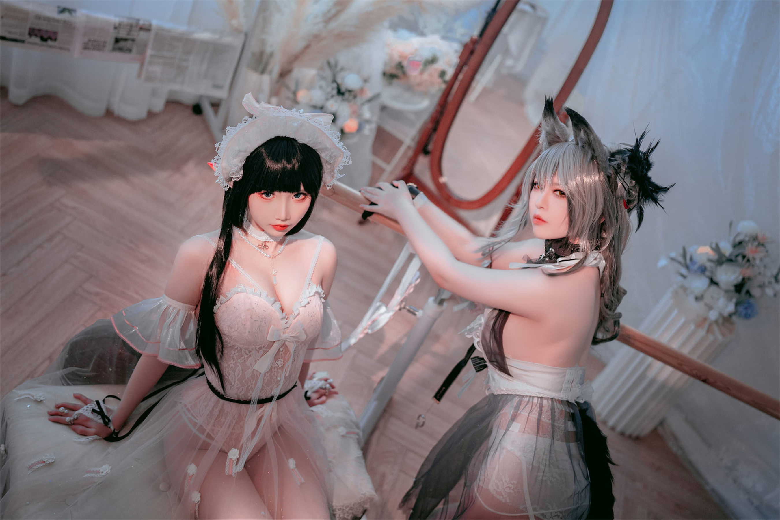 [福利COS] 可爱人气Coser面饼仙儿&amp;amp;半半子 - Arknights 黑x森蚺バレエ第17张