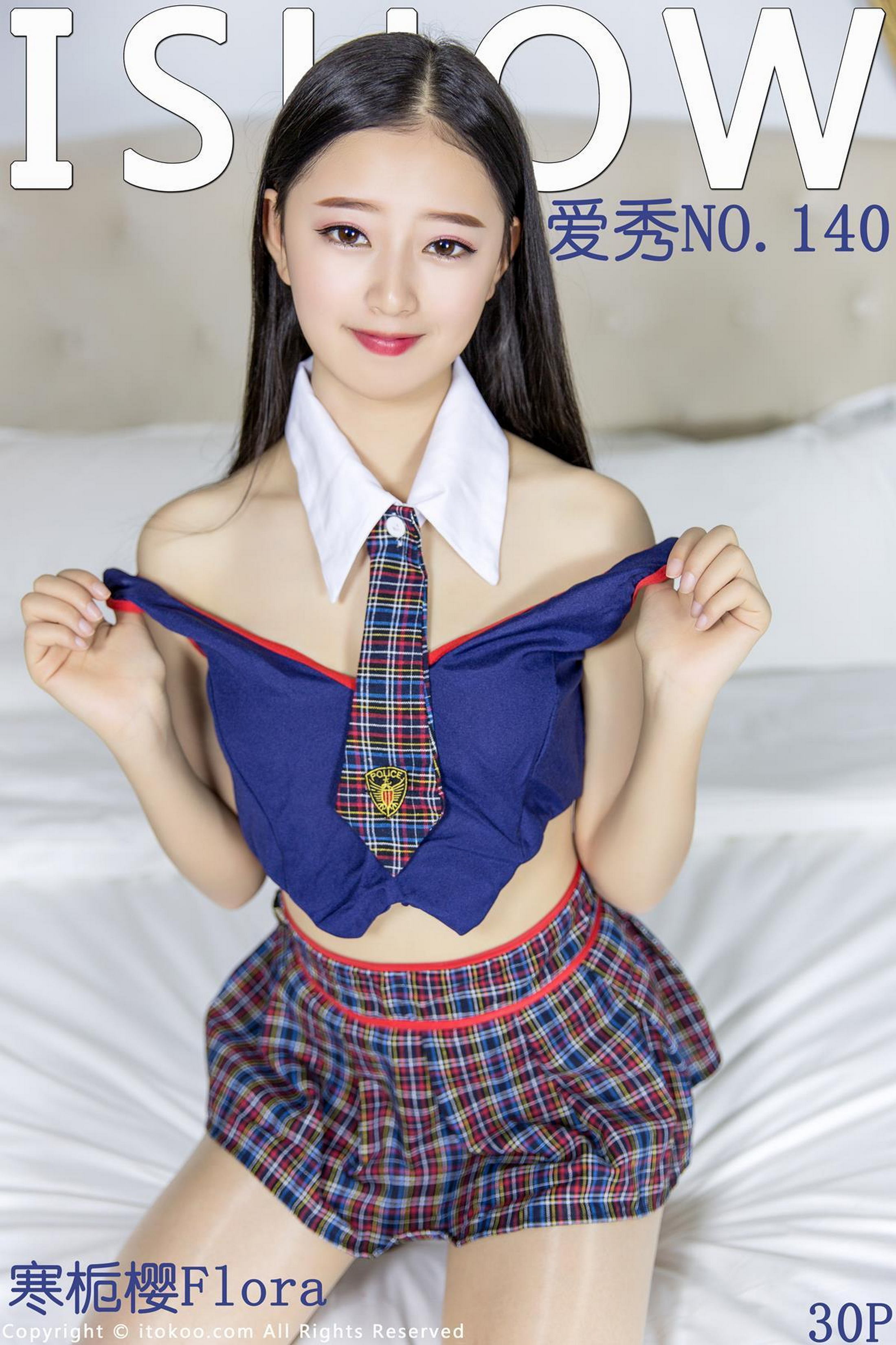 [ISHOW爱秀]NO.140 性感女警官 寒栀樱Flora 情趣制服短裙加灰色丝袜美腿私房写真集第1张