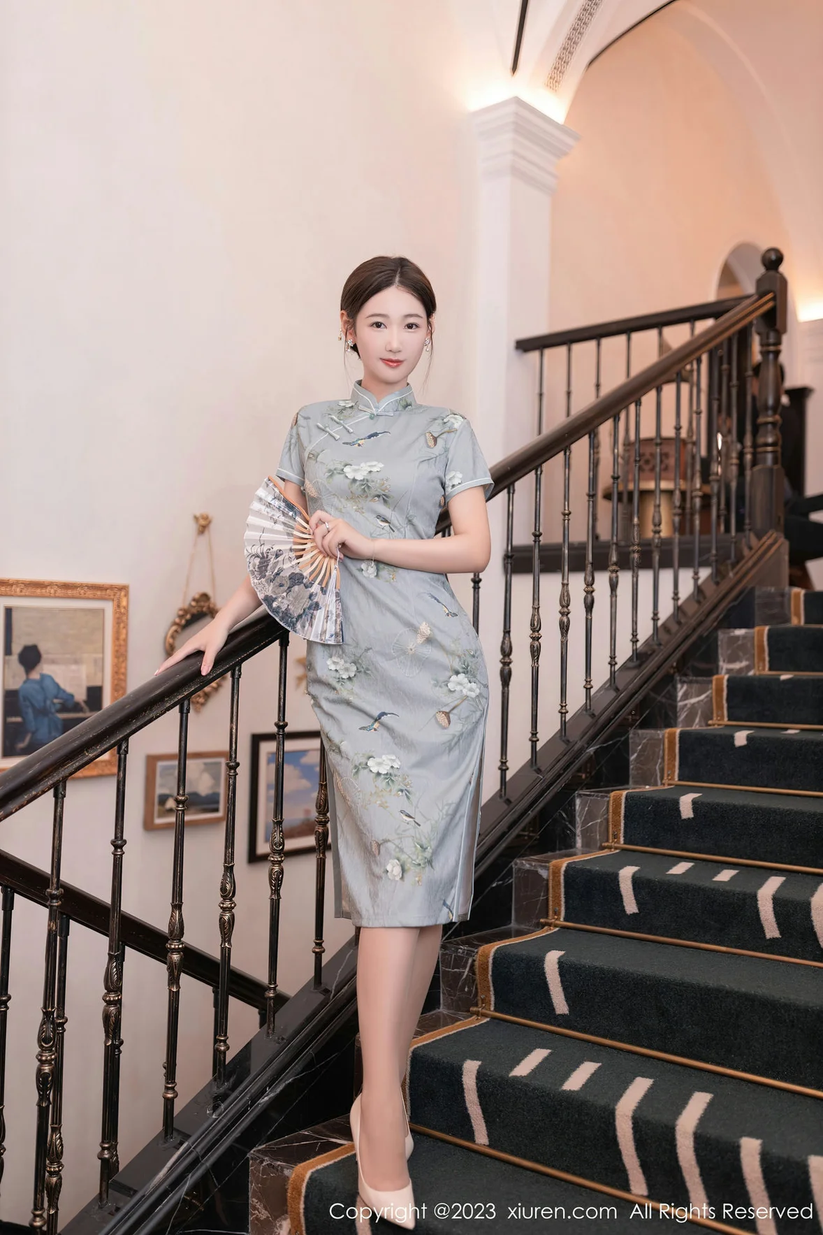  XiuRen 秀人 No.7232 唐安琪 绿灰色旗袍巴厘岛旅拍 [77P]第2张