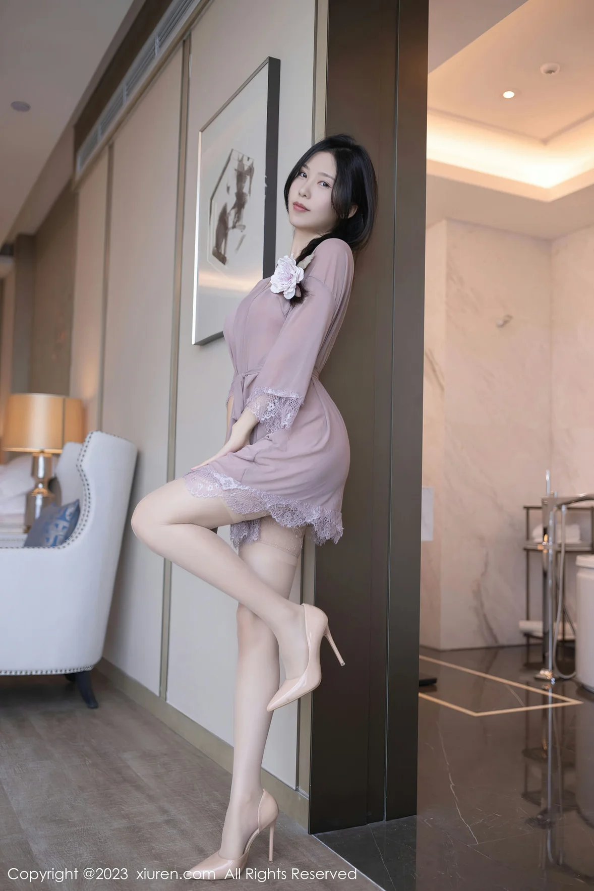  XiuRen 秀人 No.6913 利世 灰色情趣睡裙性感写真 [68P]第17张