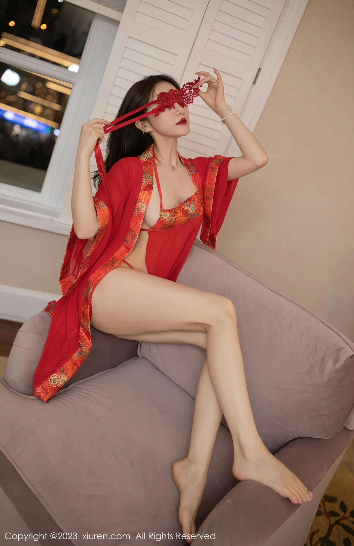  XiuRen 秀人 No.7008 鱼子酱Fish 红色丝绸泰国旅拍 [81P]第5张