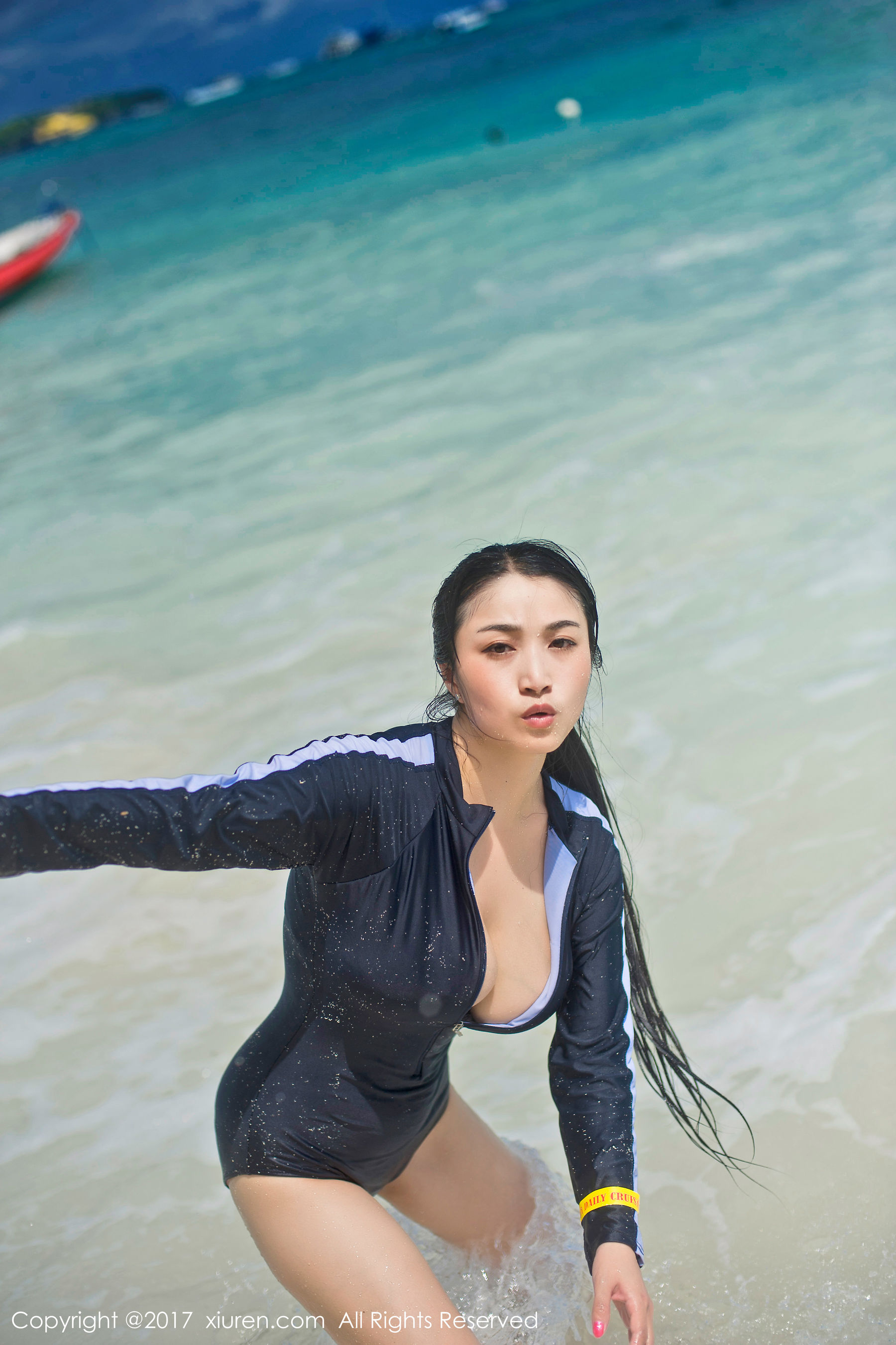  盼盼玉奴《海水湿身+日系女仆》 秀人网XIUREN No.751第21张