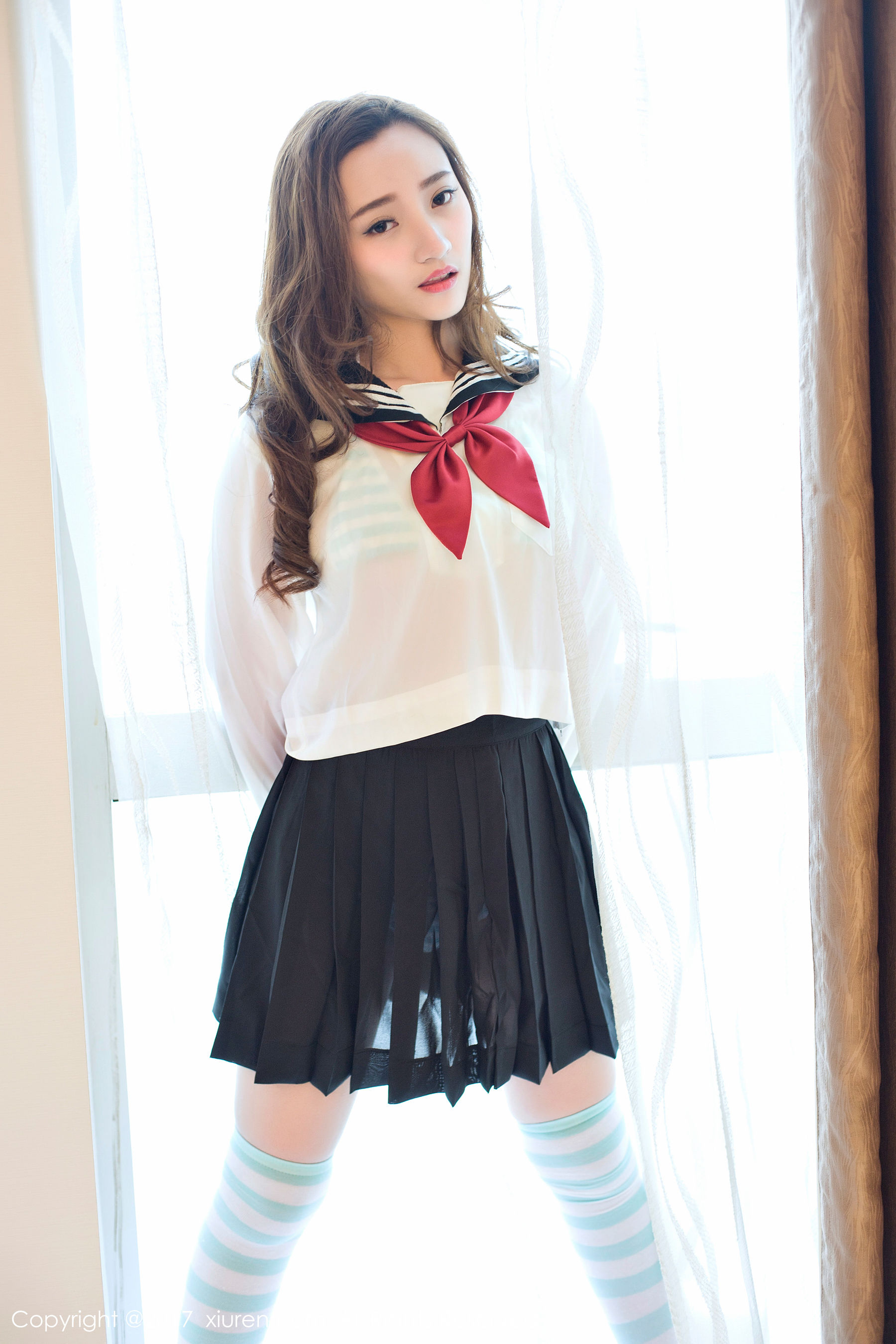  翟奥奥baby《日系学生透明制服、日系卡哇伊内衣、粉红色内衣》 秀人网XIUREN No.673第10张