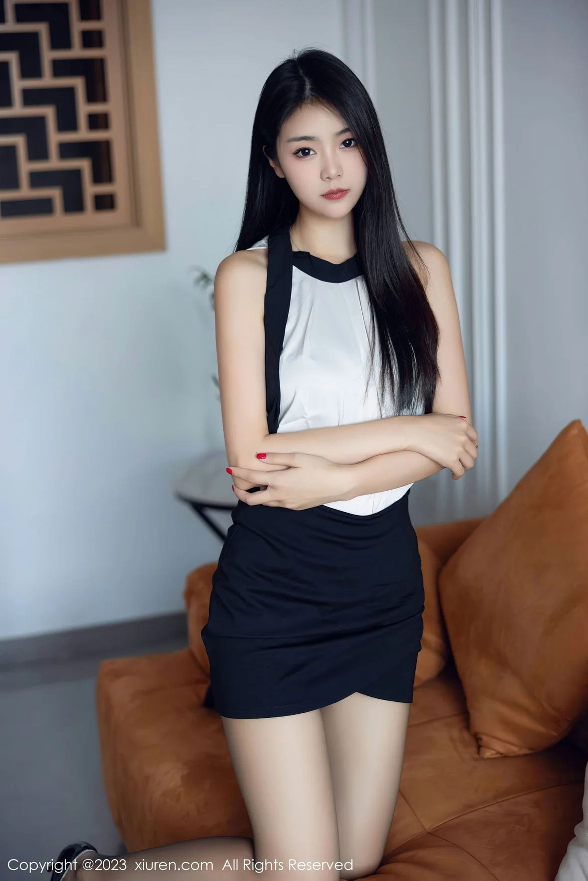  XiuRen 秀人 No.7342 可樂Vicky 拼色连衣短裙性感写真 [82P]第8张