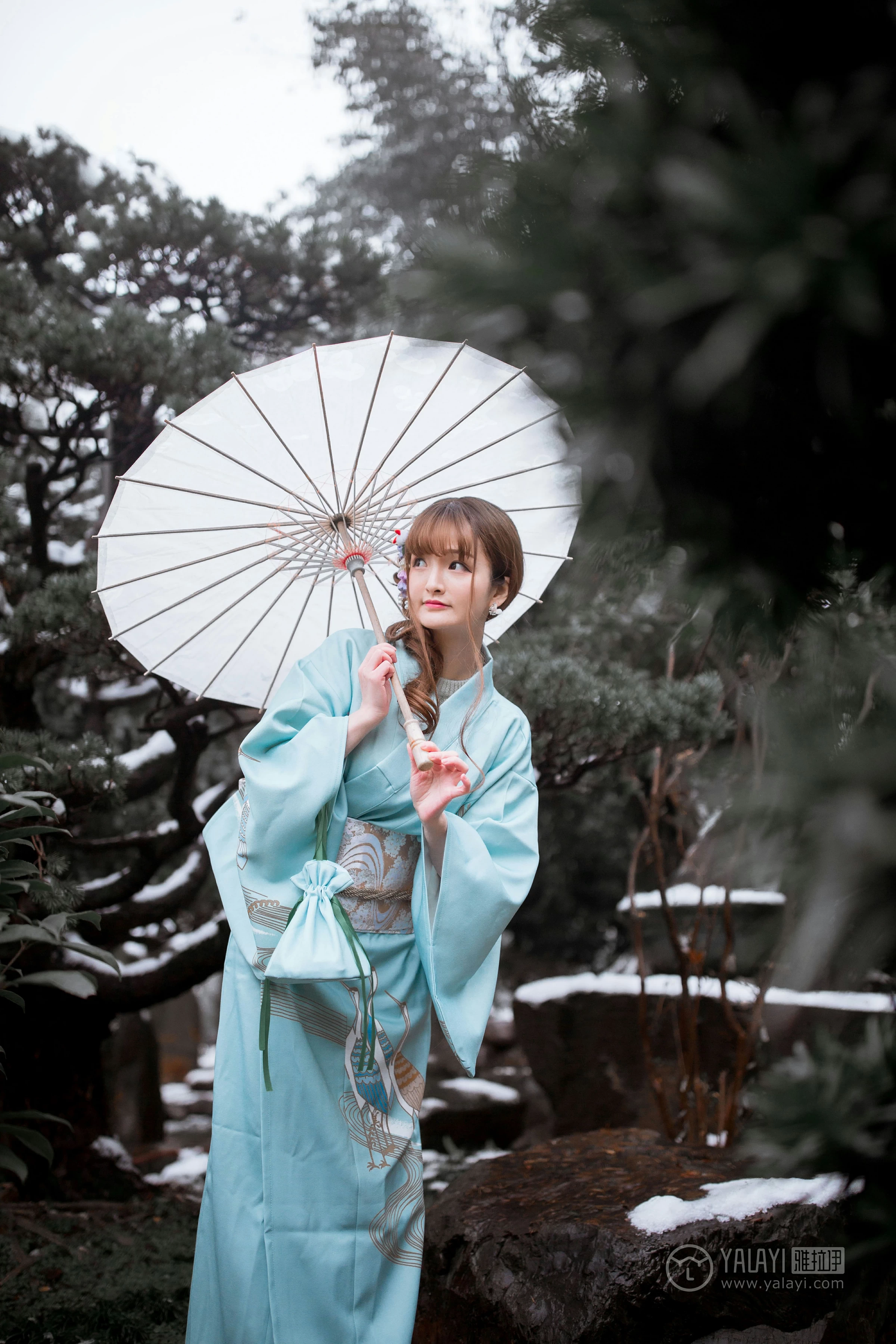 [YALAYI雅拉伊]No.192 赏雪 团团 淡蓝色和服性感私房写真集第5张