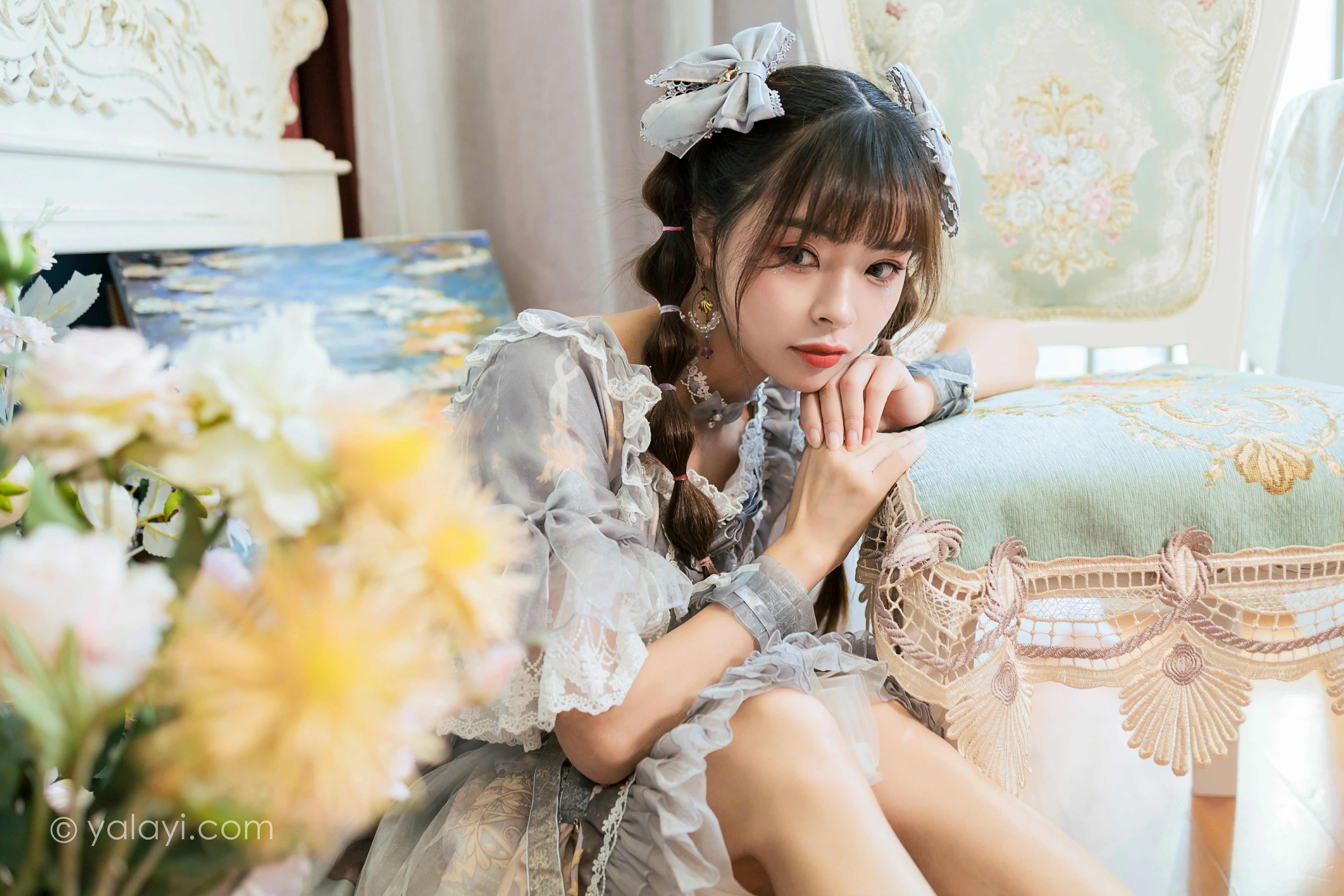 [YALAYI雅拉伊]NO.853 洛丽塔Lolita 程小蝶 淡蓝色连身制服裙清纯可爱私房写真集第4张