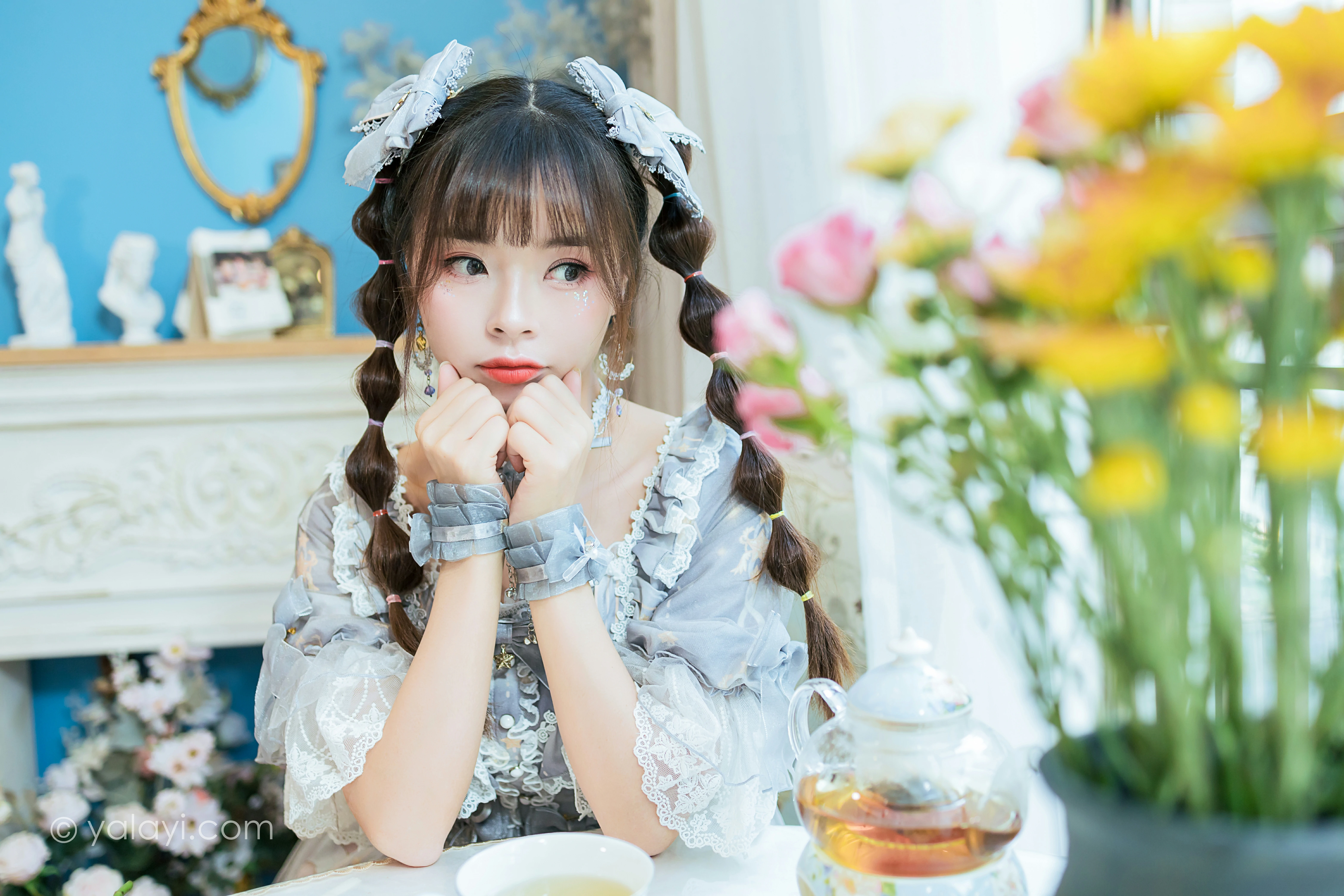 [YALAYI雅拉伊]NO.853 洛丽塔Lolita 程小蝶 淡蓝色连身制服裙清纯可爱私房写真集第8张