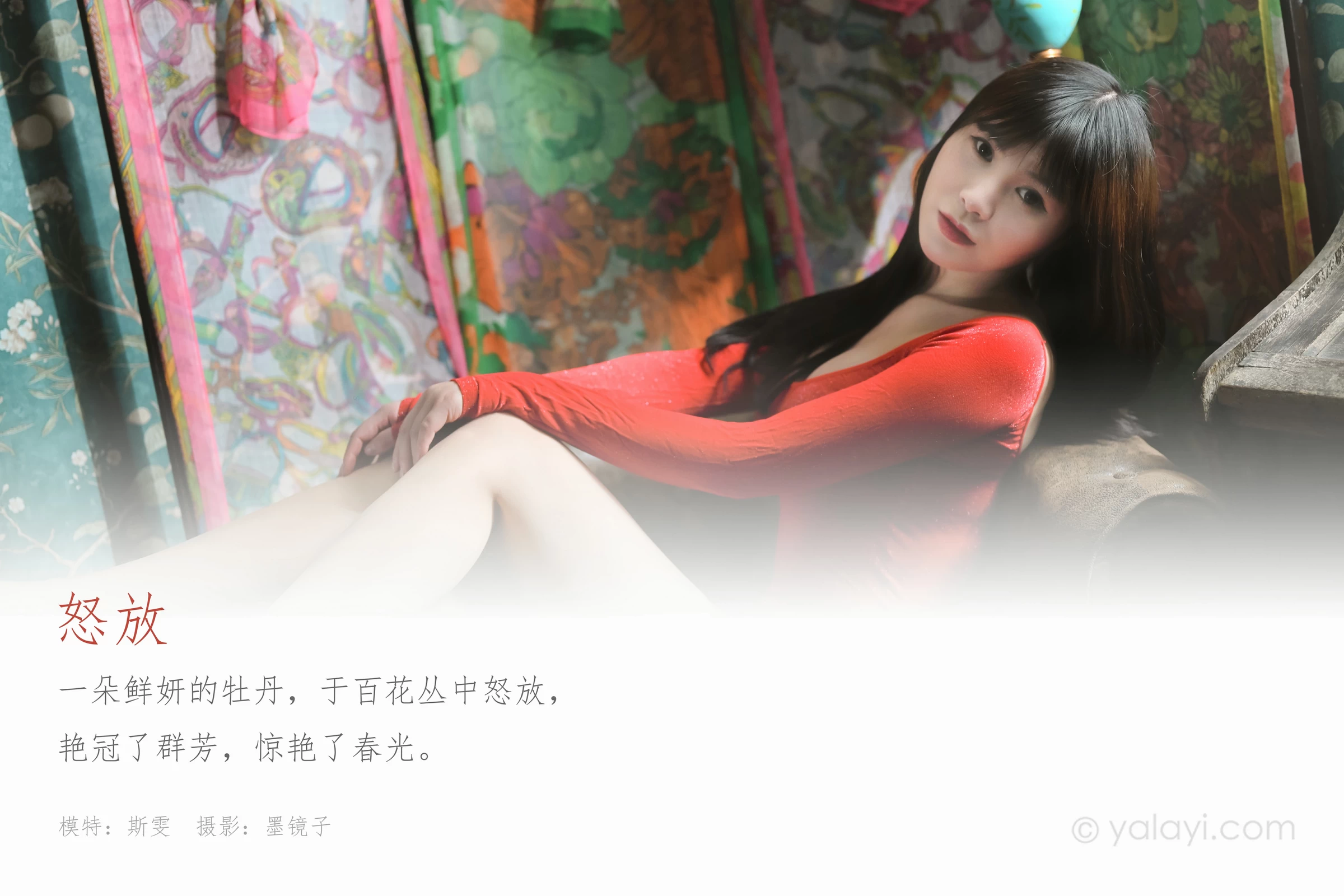[YALAYI雅拉伊]Vol.589 怒放 斯雯 红色紧身裸背连衣裙居家性感私房写真集第1张