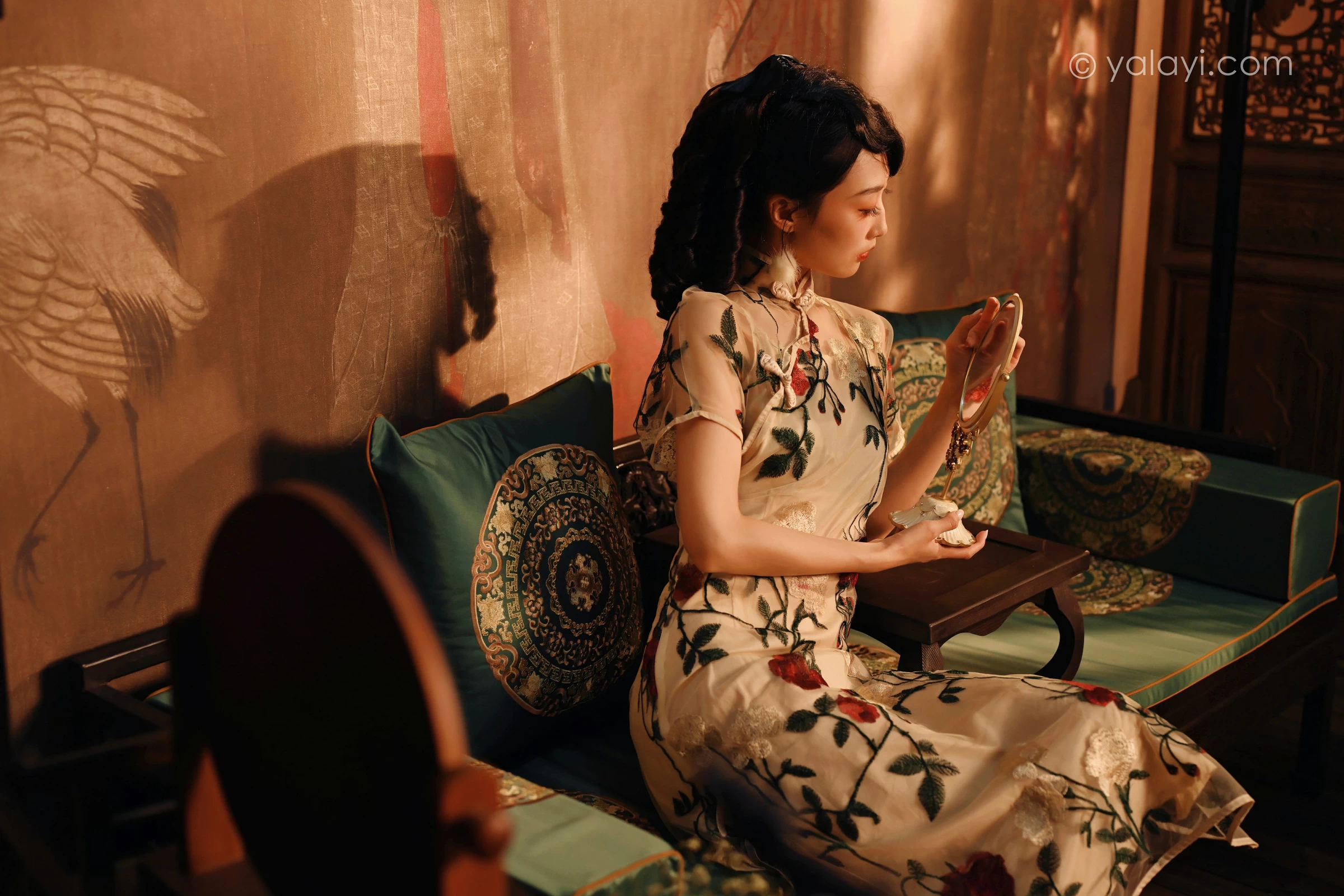 [YALAYI雅拉伊]2022.01.25 我在那里等你 佳佳 白色透视旗袍民国风写真集第9张