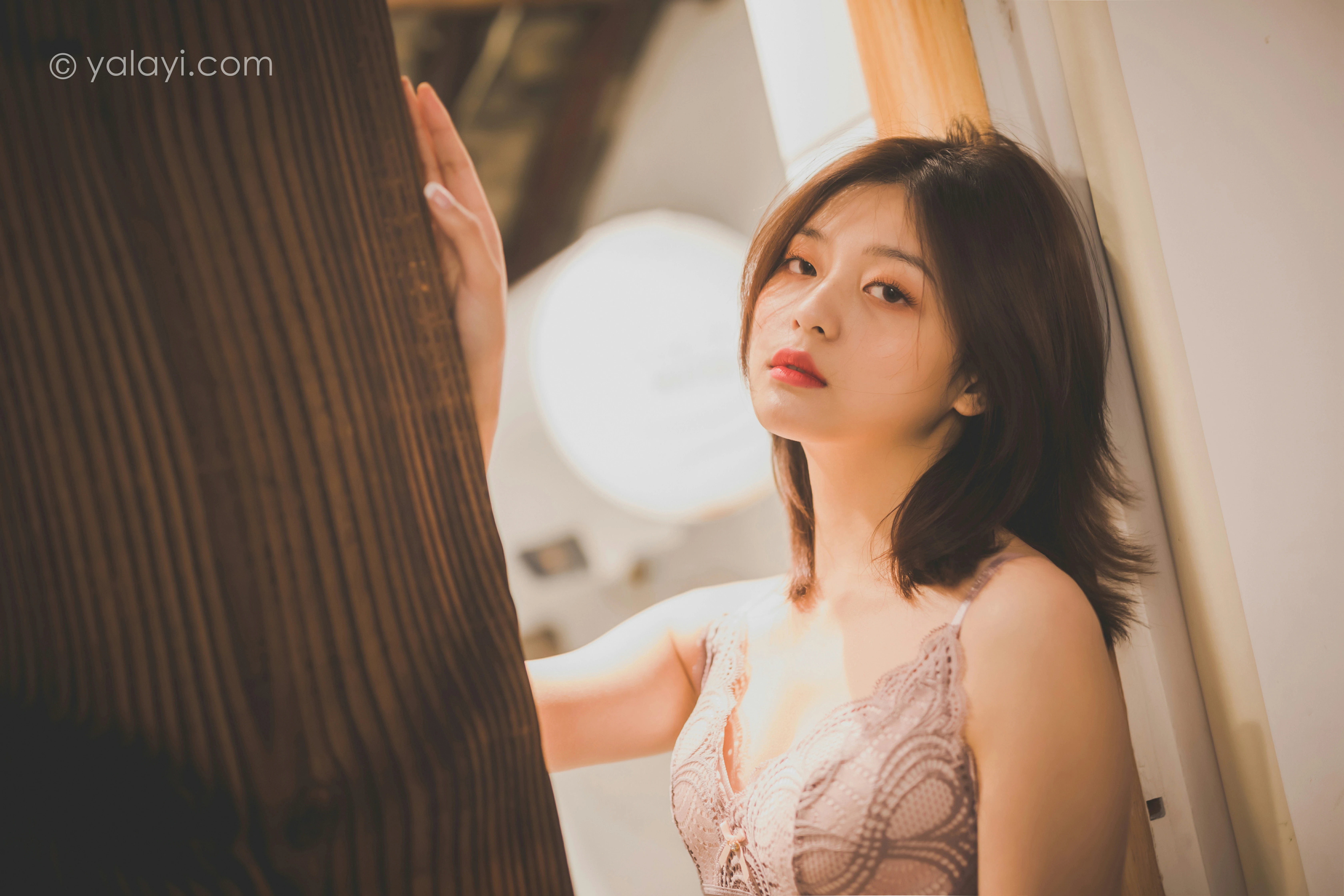 [YALAYI雅拉伊]NO.814 一个人的旅行 真真 粉色蕾丝性感内衣居家私房写真集第2张