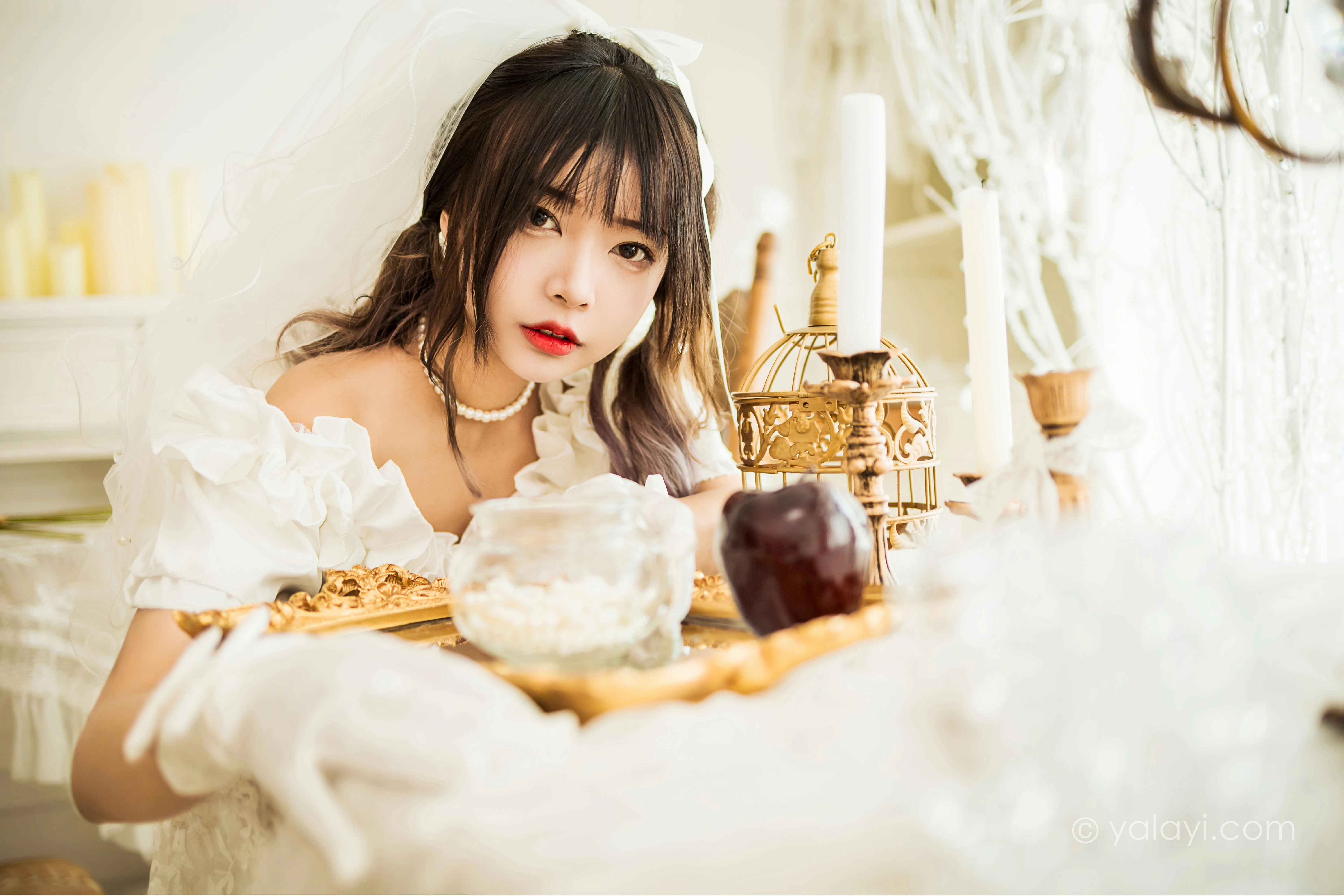 [YALAYI雅拉伊]NO.862 美丽的梦 阿禾 白色抹胸婚纱性感写真集第6张