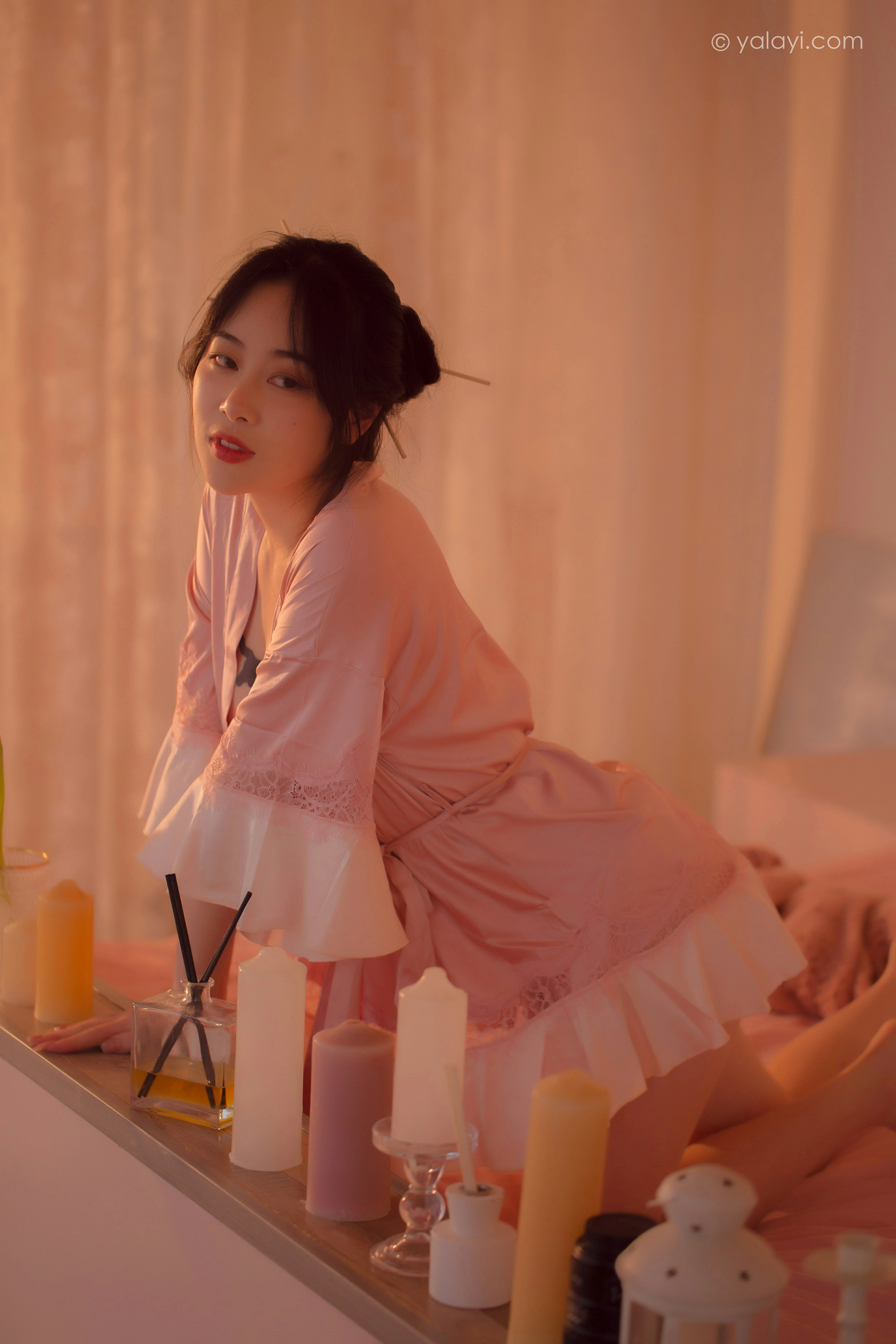 [YALAYI雅拉伊]NO.762 寂静中开放 璎珞 粉色蕾丝睡衣性感私房写真集第6张